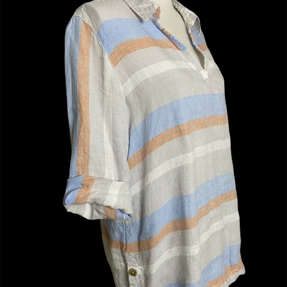 CINTHIA ROWLEY 100% Linen Striped Tunic Size L